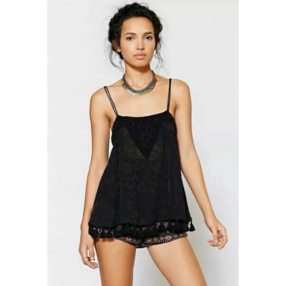 UO Ecote Black Beaded Top - Picture 2 of 6